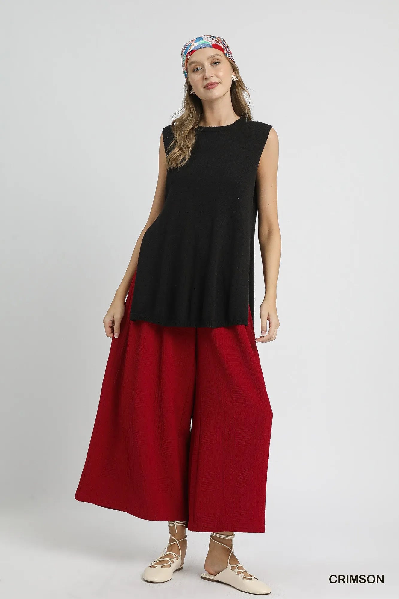 Umgee Elastic Waist Wide Leg Pants Pants