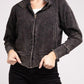 Zenana Acid Washed Hoodie Jacket Coats & Jackets