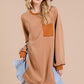 Ces Femme Striped Patchwork Round Neck Terry Sweatshirt Dress Sweatshirts