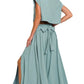Zenana Heavy Woven Span Crop Tee & Skirt Set Outfit Sets
