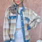 And The Why Full Size Washed Denim Detail Brushed Plaid Jacket - DAVERRI FASHIONS