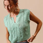 SO ME Notched Neck Cable Knit Sweater Vest