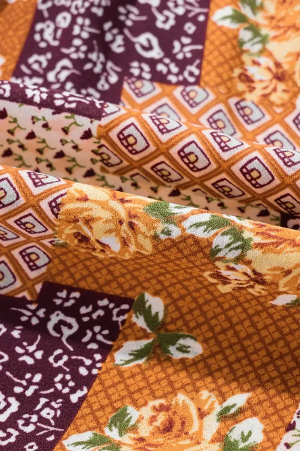 Printed Collared Neck Three-Quarter Sleeve Mini Shirt Dress - DAVERRI FASHIONS