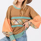SAGE + FIG Mineral Wash Raw Edge Color Block Sweatshirt Sweatshirts
