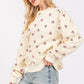 SAGE + FIG Heart Printed Contrast Long Sleeve Sweatshirt - DAVERRI FASHIONS