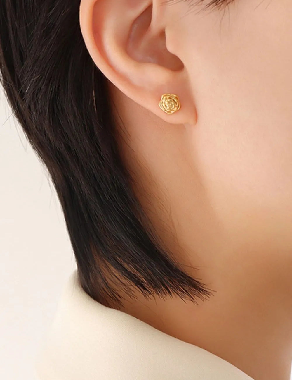 Titanium Steel Flower Stud Earrings | Earrings Daverri Fashions