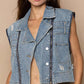 POL Cropped Denim Jacket with Functional Zipper Detail Denim Jackets