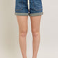 Judy Blue Full Size High Rise Cuff Denim Shorts Dark L Denim Shorts