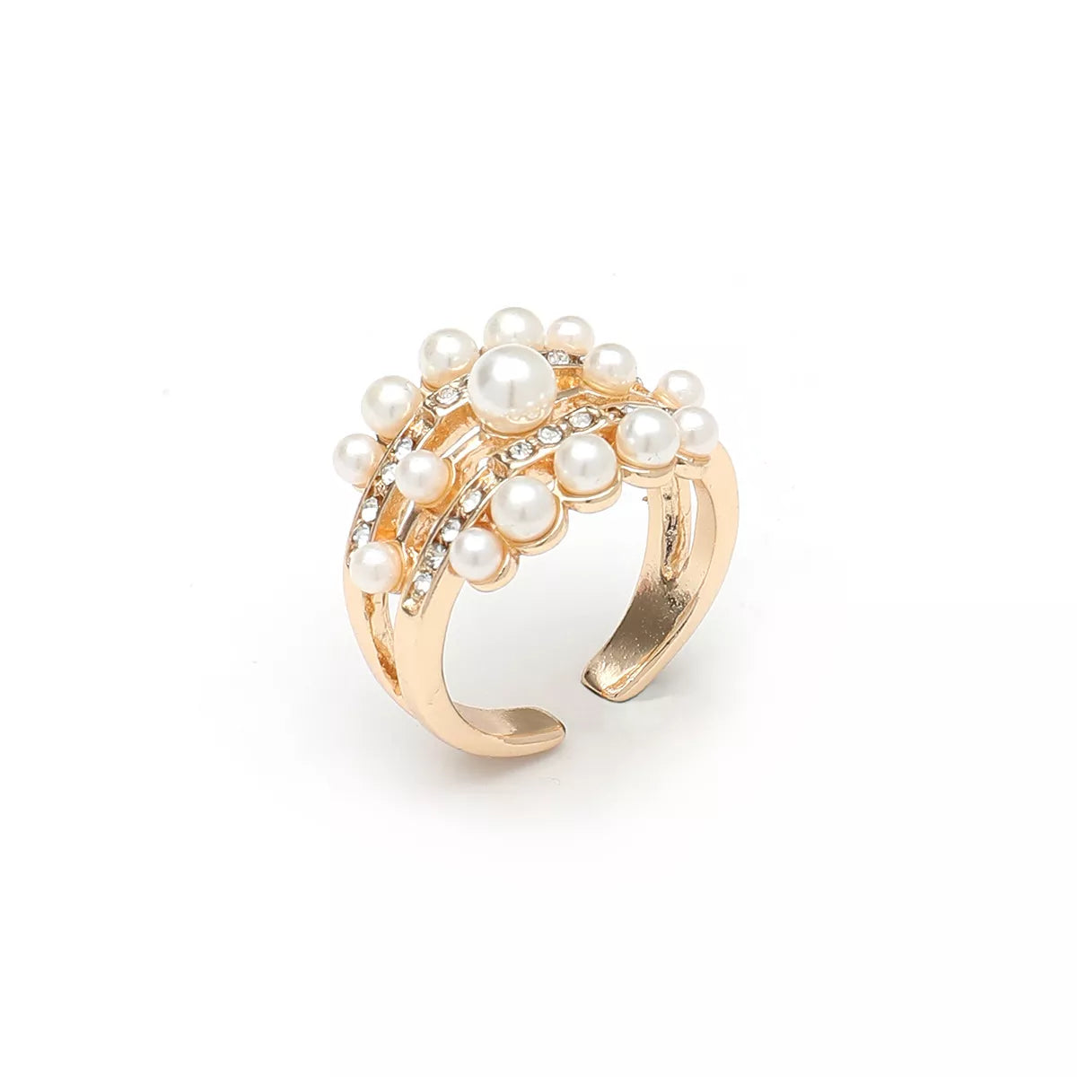 Pearl 18K Gold-Plated Open Ring | Rings Daverri Fashions