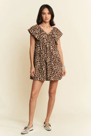 Davi & Dani Animal Printed Velvet Ribbon Mini Dress | Mini Dresses Daverri Fashions
