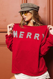 BiBi Merry Glitter Christmas Drop Shoulder Top | Sweaters Daverri Fashions