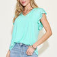 Basic Bae Full Size Bamboo Notched Ruffled Short Sleeve T-Shirt - DAVERRI FASHIONS