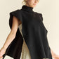 Davi & Dani Side Split Turtleneck Sleeveless Knit Sweater - DAVERRI FASHIONS