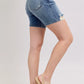 Judy Blue Button Fly Mid Length Denim Shorts W/ Destroy Shorts