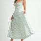 MABLE Floral Print Bustier Back Lace Up Midi Dress
