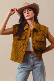 SO ME Triangle Quilting Stitch Button Up Knit Vest | Vests Daverri Fashions