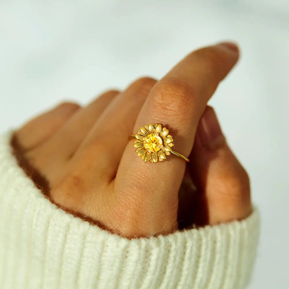 Sunflower Zircon 925 Sterling Silver Ring | Rings Daverri Fashions