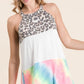 BiBi Leopard and Tie Dye Block Halter Neck Top IVORY
