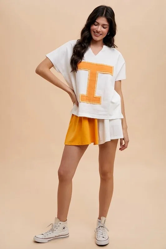 Annie Wear Color Block French Terry Flare Shorts