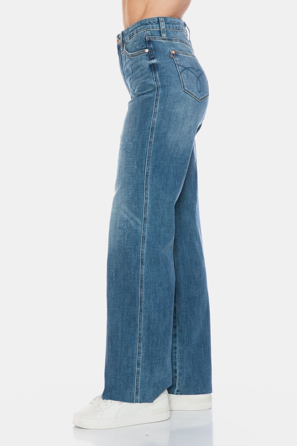 Judy Blue Tummy Control Cut Raw Hem Straight Jeans Bottoms