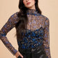 Annie Wear Floral Lettuce Hem Sheer Mesh Top - DAVERRI FASHIONS
