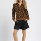 Umgee Leopard Print Quarter-Zip Sweatshirt - DAVERRI FASHIONS