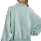 Zenana Acid Wash Fleece Collared Sweatshirt - DAVERRI FASHIONS