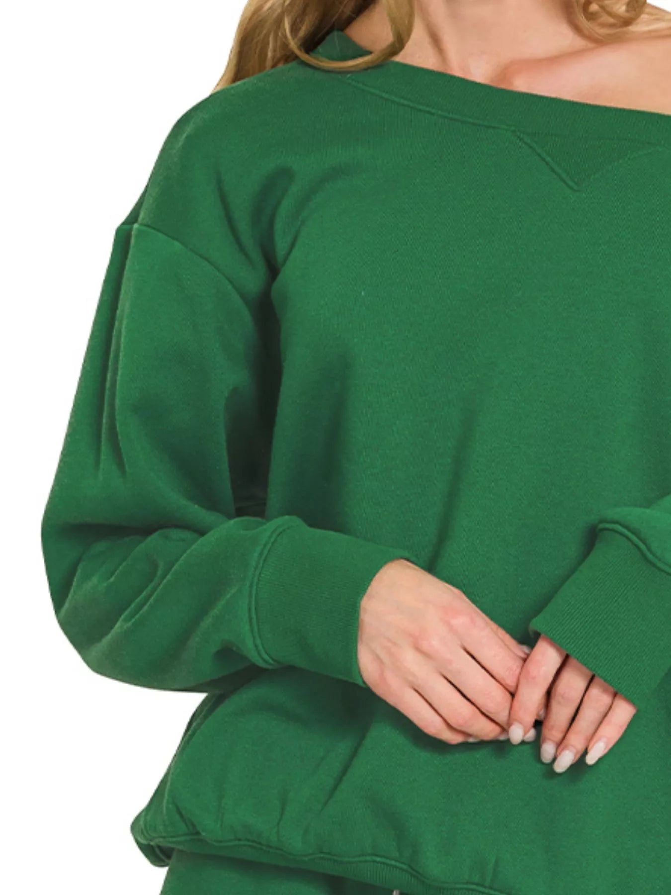 Zenana Fleece Boat Neck Sweatshirt and Shorts Set | Loungewear Sets Daverri Fashions