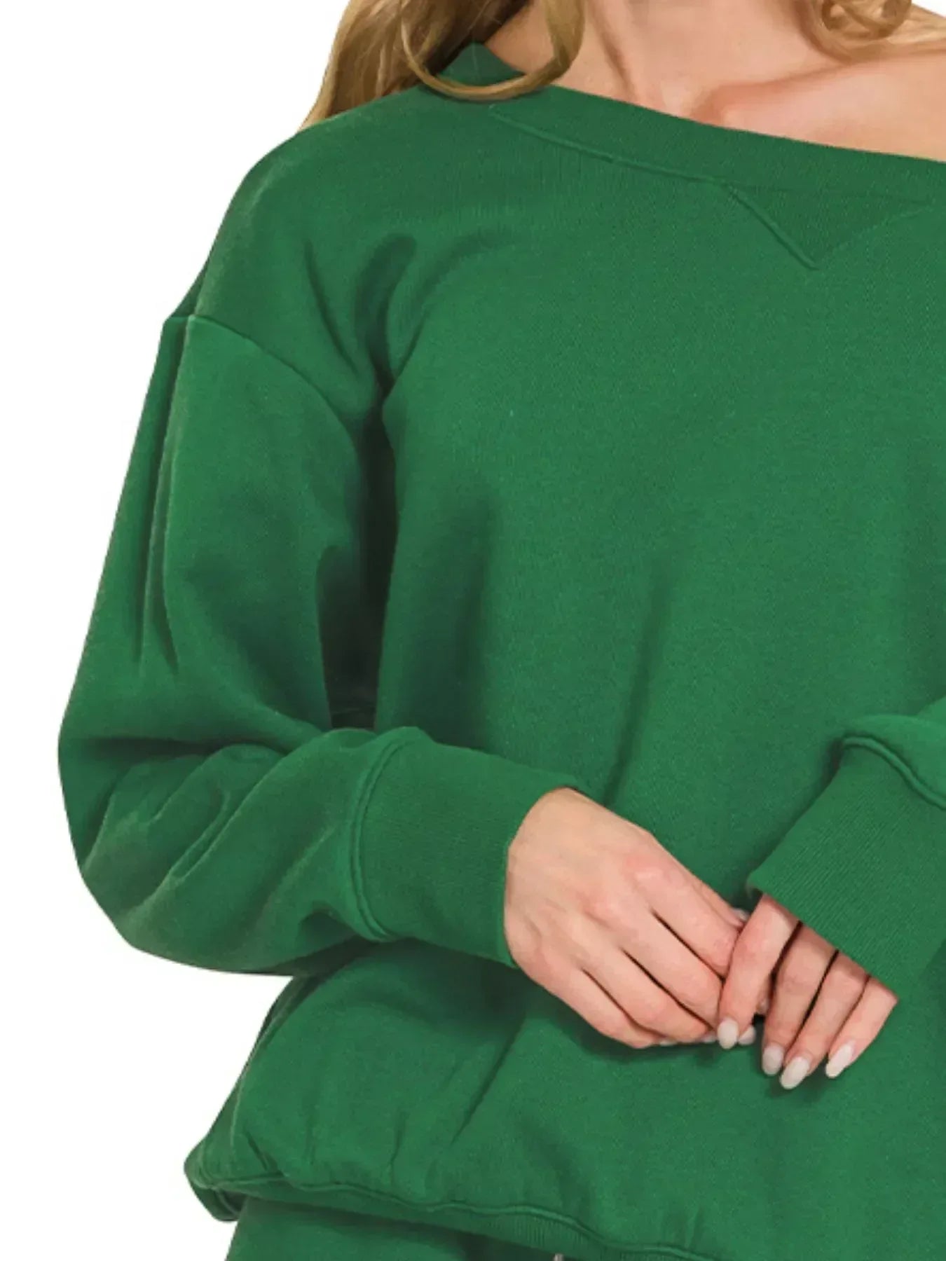 Zenana Fleece Boat Neck Sweatshirt and Shorts Set - DAVERRI FASHIONS