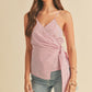 Aemi + Co Side Knotted Surplice Striped Cami Cami Tops