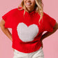 Red BiBi Rib Banded Heart Pattern Valentines Sweater