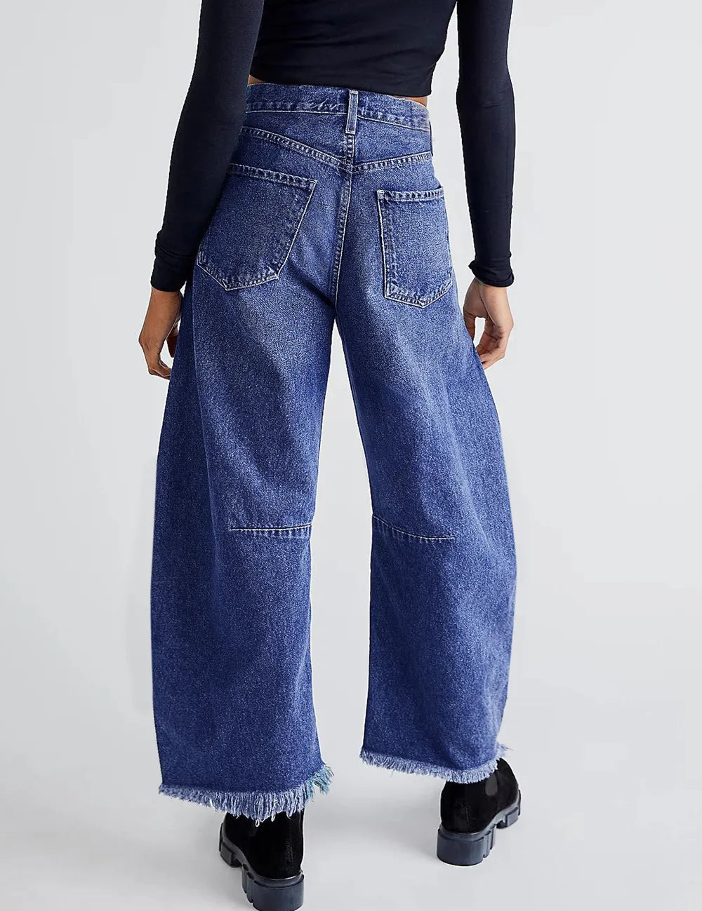 Raw Hem Wide Leg Jeans with Pockets | Jeans Daverri Fashions