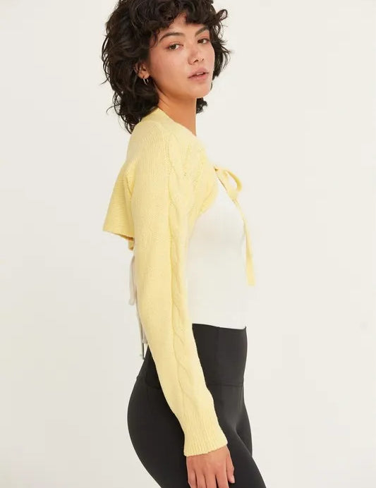 HYFVE Cable-Knit Tie-Front Shrug | Daverri Fashions