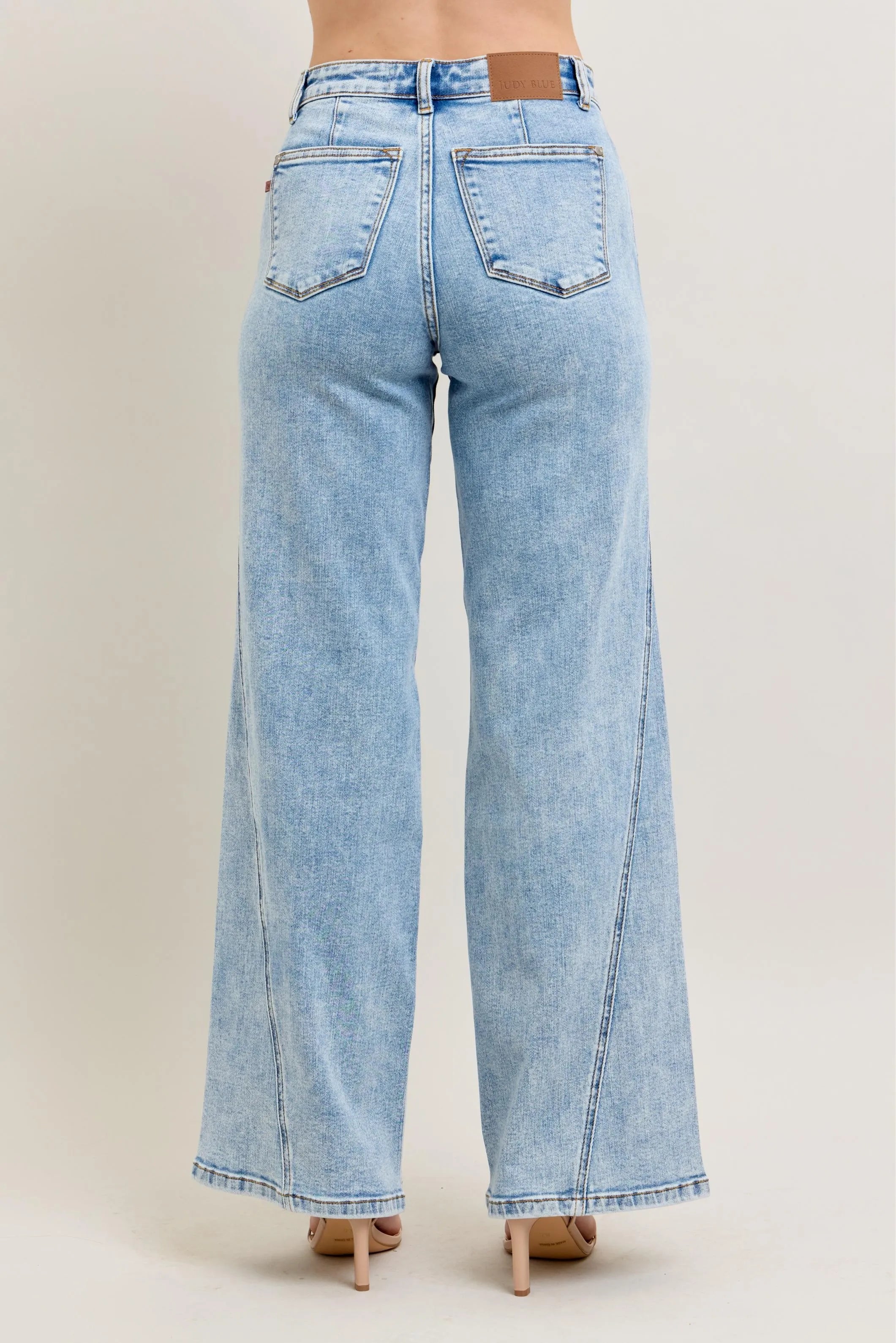 Judy Blue Full Size High Waist Wide Leg Jeans with Skewed Inseam Plus Size | Jeans Daverri Fashions