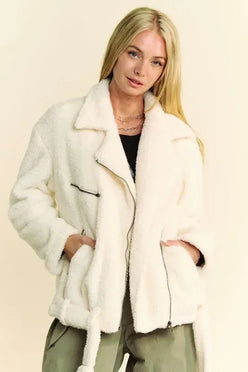 Davi & Dani Faux Fur Zip Up Jacket - DAVERRI FASHIONS