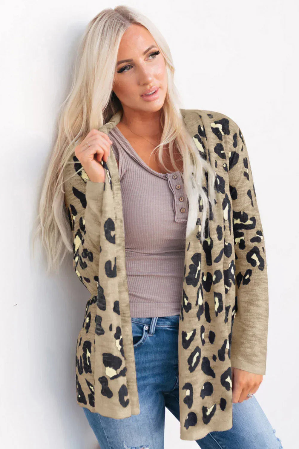 Printed Long Sleeve Cardigan - DAVERRI FASHIONS