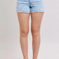 Judy Blue Mid Rise Garment Dyed Denim Shorts CYAN L Shorts