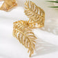 18K Gold-Plated Alloy Leaf Bracelet - DAVERRI FASHIONS