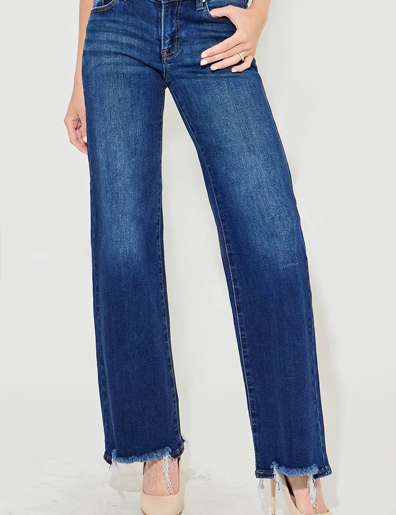 RISEN Full Size Low Rise Wide Leg Jeans Plus Size | Jeans Daverri Fashions