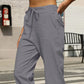 Daverri Fashions gray drawstring cotton linen tapered pants