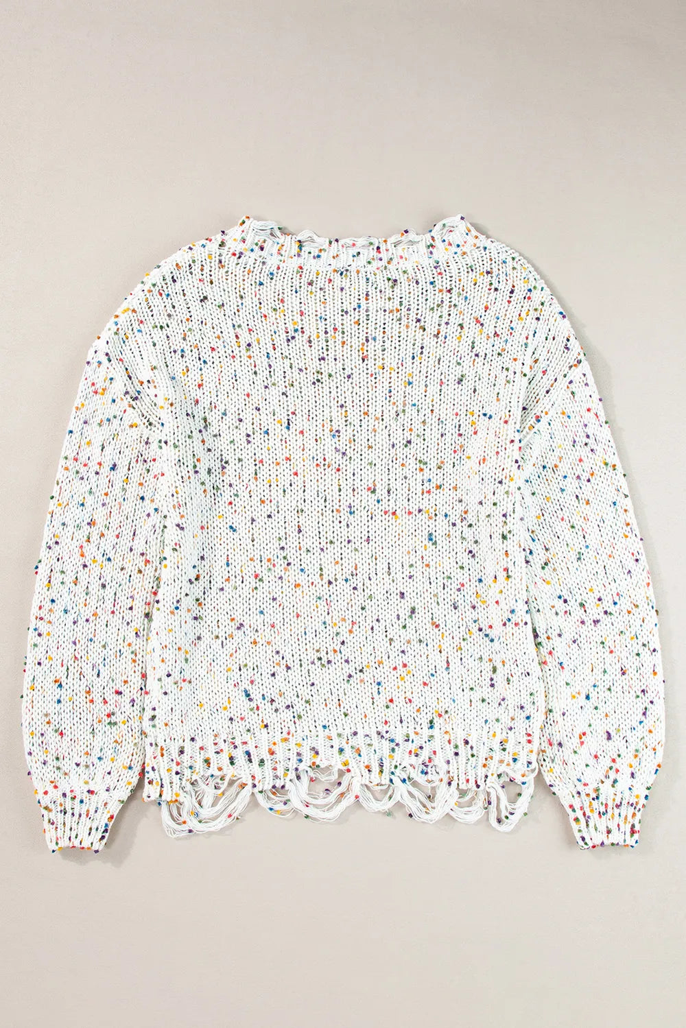 Confetti Distressed Hem Long Sleeve Sweater | Sweaters Daverri Fashions