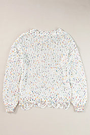 Confetti Distressed Hem Long Sleeve Sweater | Sweaters Daverri Fashions