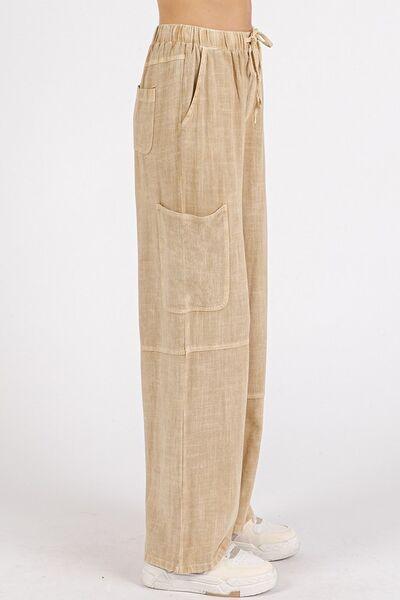 Mittoshop Mineral Wash Drawstring Elastic Waist Pants