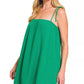 Zenana woven airflow emerald green sleeveless mini bubble dress