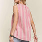 ADORA Contrast Striped Frill Round Neck Sleeveless Top Tops