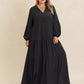 Plus Size Bohemian Tiered Maxi Dress with Balloon Sleeves - DAVERRI FASHIONS