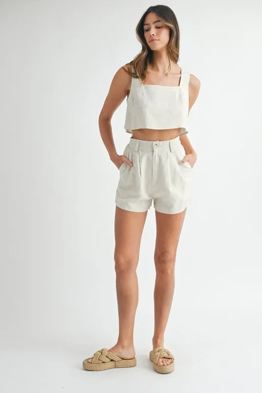 MABLE Sleeveless Crop Top and Shorts Set
