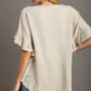 Umgee Full Size Raw Hem Ruffle Short Sleeve Blouse Plus Size Blouses