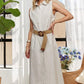 ADORA Striped Button Down Sleeveless Midi Dress Mid Dresses