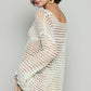 POL Side Slit Openwork Long Sleeve Knit Cover Up